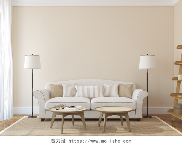 现代客厅里内部米色墙沙发现代客厅
